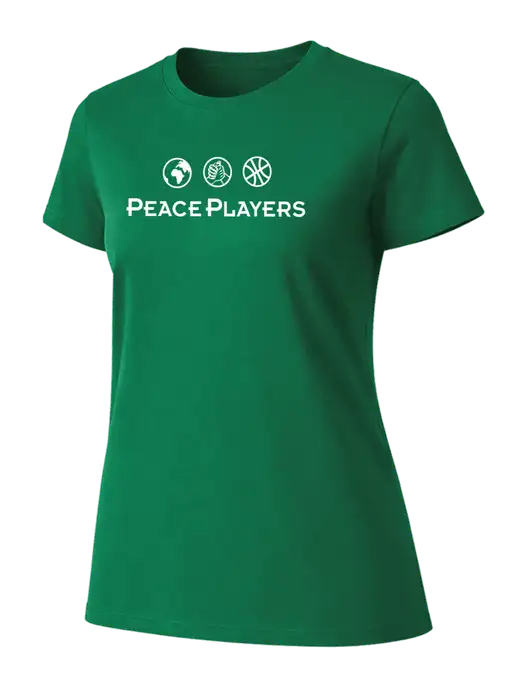 Womens Ring Spun Kelly Green 4.5 oz T-Shirt w/Peace Players Logo