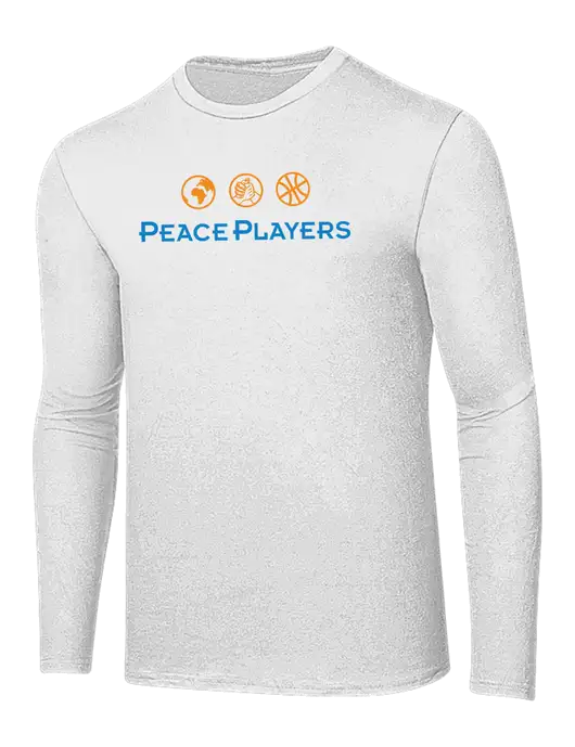 Ring Spun White 4.5 oz Long Sleeve T-Shirt w/Peace Players Logo