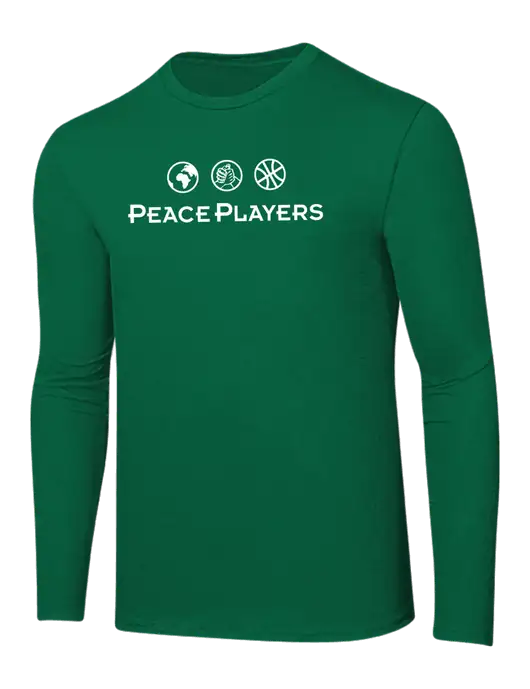 Ring Spun Kelly Green 4.5 oz Long Sleeve T-Shirt w/Peace Players Logo