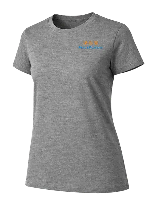 Womens Ring Spun Light Grey Heather 4.5 oz T-Shirt w/Peace Players Logo