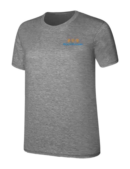 Womens Ring Spun Light Grey Heather 4.5 oz T-Shirt w/Peace Players Logo