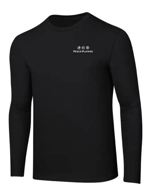 Ring Spun Jet Black 4.5 oz Long Sleeve T-Shirt w/Peace Players Logo