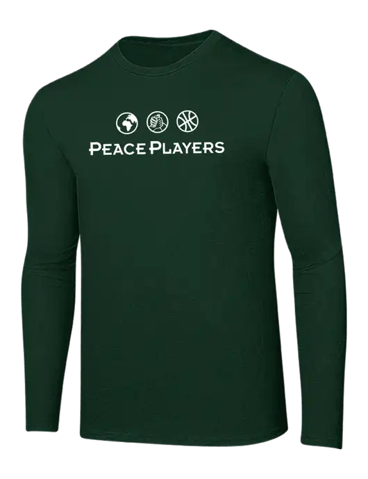 Ring Spun Forest Green 4.5 oz Long Sleeve T-Shirt w/Peace Players Logo