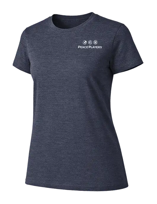 Womens Ring Spun Heather Navy 4.5 oz T-Shirt w/Peace Players Logo