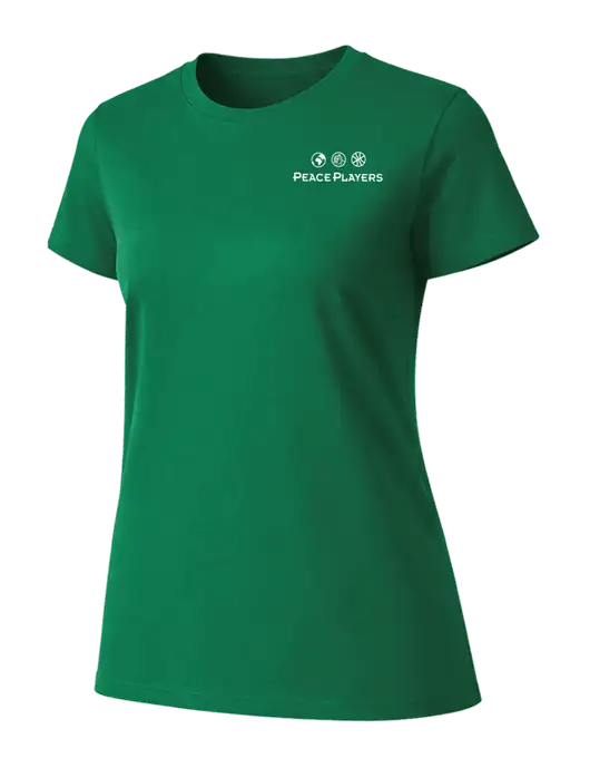 Womens Ring Spun Kelly Green 4.5 oz T-Shirt w/Peace Players Logo