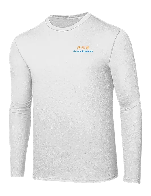 Ring Spun White 4.5 oz Long Sleeve T-Shirt w/Peace Players Logo