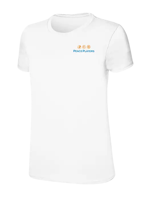 Womens Ring Spun White 4.5 oz T-Shirt w/Peace Players Logo