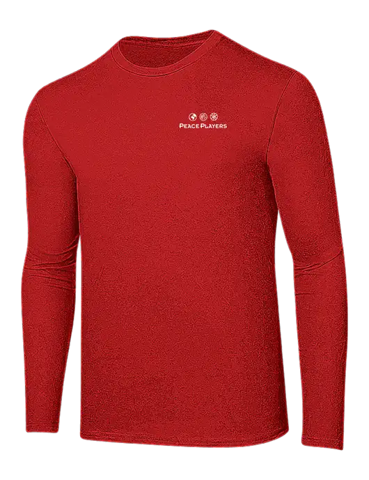 Ring Spun Dark Red 4.5 oz Long Sleeve T-Shirt w/Peace Players Logo