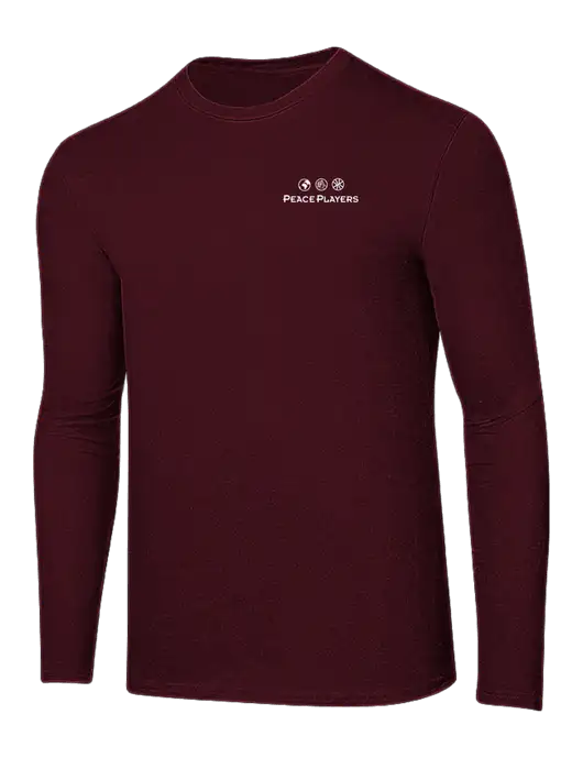 Ring Spun Maroon 4.5 oz Long Sleeve T-Shirt w/Peace Players Logo