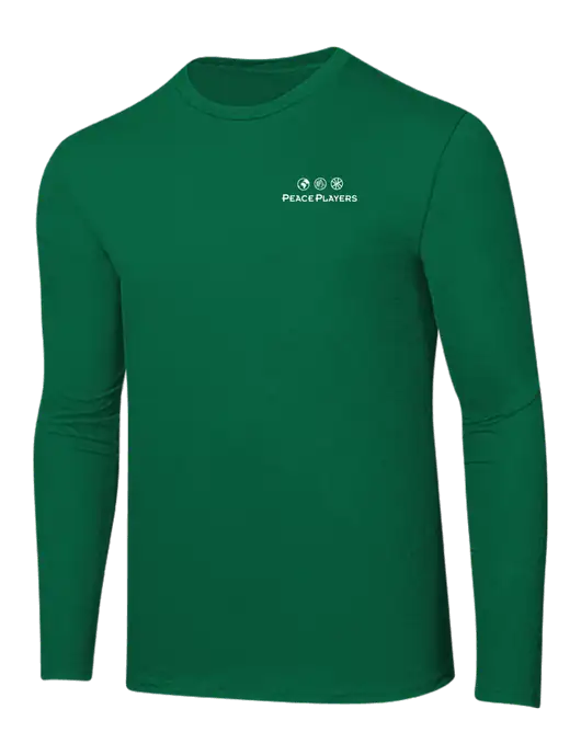 Ring Spun Kelly Green 4.5 oz Long Sleeve T-Shirt w/Peace Players Logo