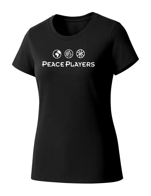 Womens Seriously Soft Black T-Shirt w/Peace Players Logo