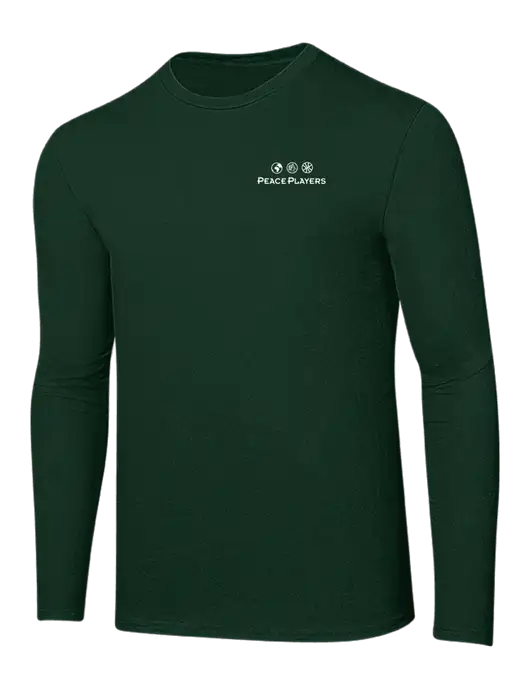 Ring Spun Forest Green 4.5 oz Long Sleeve T-Shirt w/Peace Players Logo