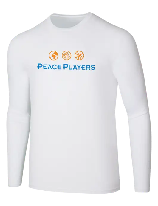 Seriously Soft White Long Sleeve T-Shirt w/Peace Players Logo