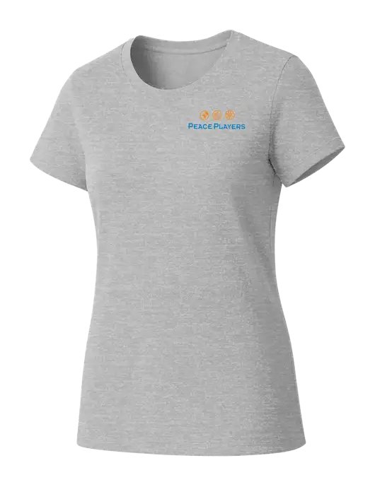Womens Seriously Soft Light Heathered Grey T-Shirt w/Peace Players Logo