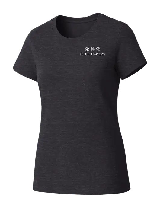 Womens Seriously Soft Heathered Charcoal T-Shirt w/Peace Players Logo