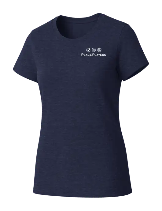 Womens Seriously Soft Heathered Navy T-Shirt w/Peace Players Logo