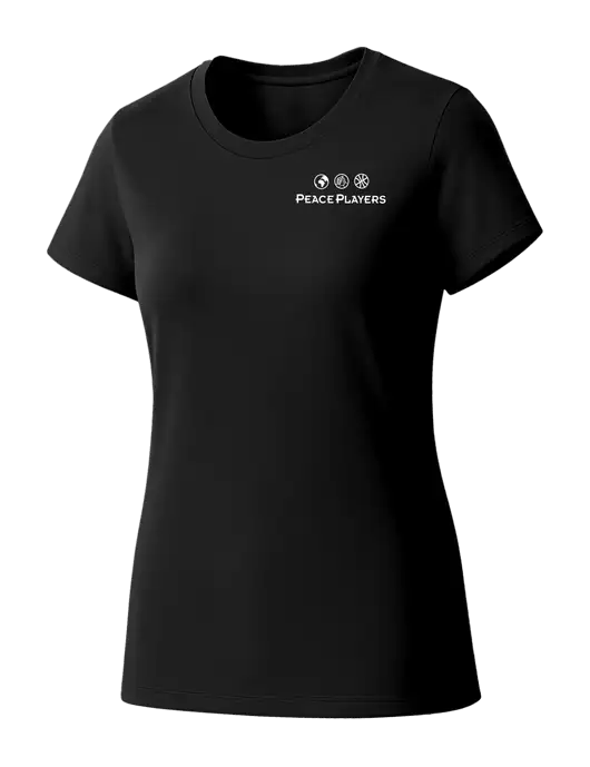 Womens Seriously Soft Black T-Shirt w/Peace Players Logo