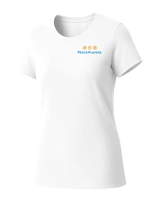 Womens Seriously Soft White T-Shirt w/Peace Players Logo