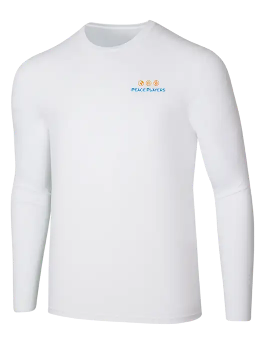 Seriously Soft White Long Sleeve T-Shirt w/Peace Players Logo