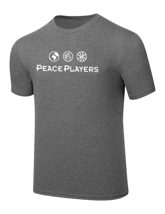 Simply Soft Heathered Medium Grey 4.5oz  Poly/Combed Ring Spun Cotton T-Shirt w/Peace Players Logo