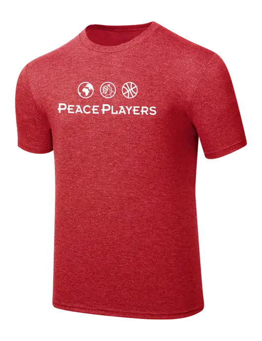 Simply Soft Red Frost 4.5oz  Poly/Combed Ring Spun Cotton T-Shirt w/Peace Players Logo