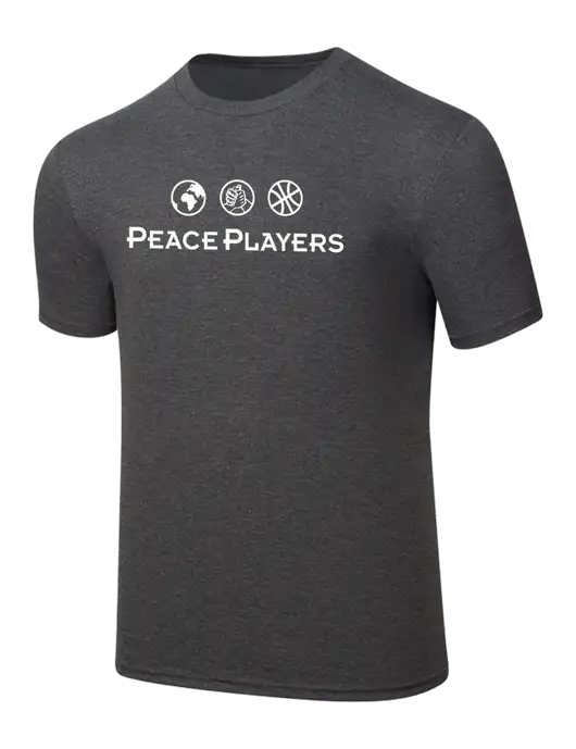 Simply Soft Heathered Charcoal 4.5oz  Poly/Combed Ring Spun Cotton T-Shirt w/Peace Players Logo