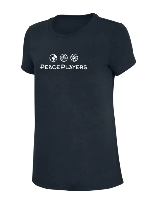 Womens Simply Soft Navy 4.5oz Poly/Combed Ring Spun Cotton T-Shirt w/Peace Players Logo