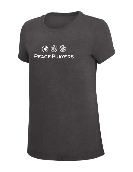 Womens Simply Soft Heather Charcoal 4.5oz  Poly/Combed Ring Spun Cotton T-Shirt w/Peace Players Logo