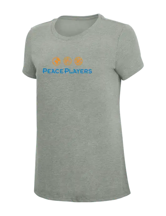 Womens Simply Soft Grey Frost 4.5oz  Poly/Combed Ring Spun Cotton T-Shirt w/Peace Players Logo