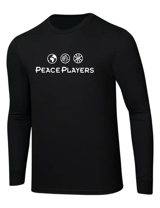 Simply Soft Long Sleeve Black 4.5 oz, Poly/Combed Ring Spun Cotton T-Shirt w/Peace Players Logo