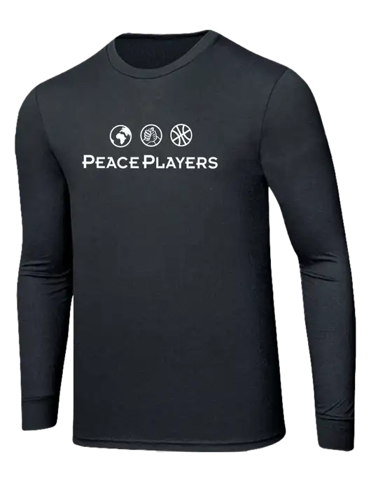 Simply Soft Long Sleeve Black Frost 4.5 oz, Poly/Combed Ring Spun Cotton T-Shirt w/Peace Players Logo