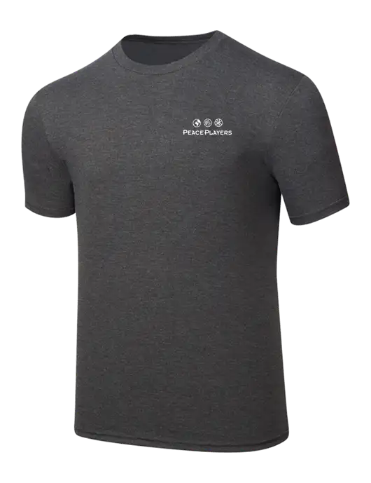 Simply Soft Heathered Charcoal 4.5oz  Poly/Combed Ring Spun Cotton T-Shirt w/Peace Players Logo