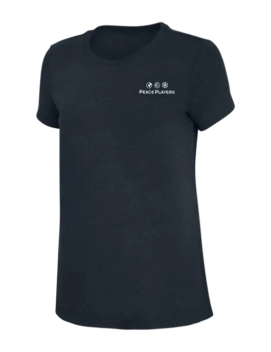 Womens Simply Soft Navy 4.5oz Poly/Combed Ring Spun Cotton T-Shirt w/Peace Players Logo