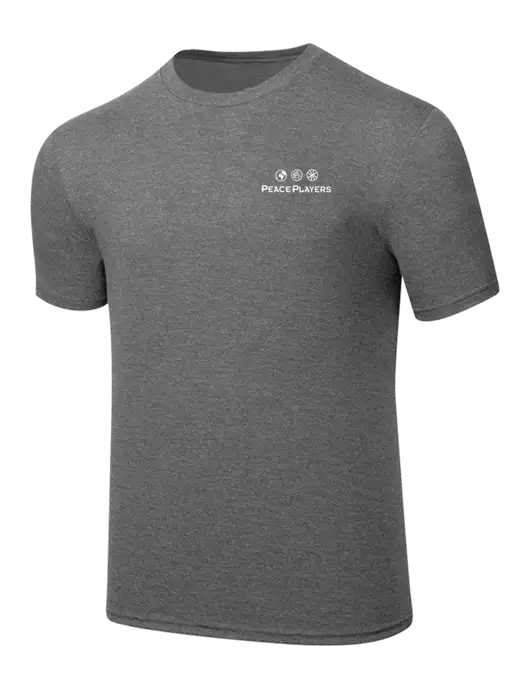 Simply Soft Heathered Medium Grey 4.5oz  Poly/Combed Ring Spun Cotton T-Shirt w/Peace Players Logo