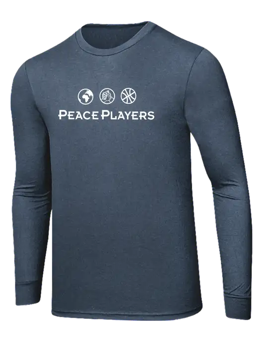Simply Soft Long Sleeve Navy Frost 4.5 oz, Poly/Combed Ring Spun Cotton T-Shirt w/Peace Players Logo