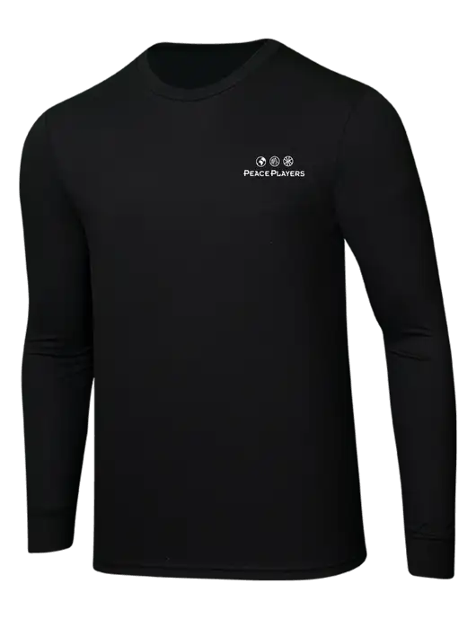 Simply Soft Long Sleeve Black 4.5 oz, Poly/Combed Ring Spun Cotton T-Shirt w/Peace Players Logo