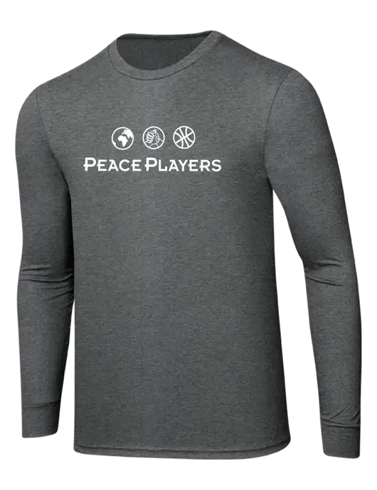 Simply Soft Long Sleeve Medium Grey Frost 4.5 oz, Poly/Combed Ring Spun Cotton T-Shirt w/Peace Players Logo