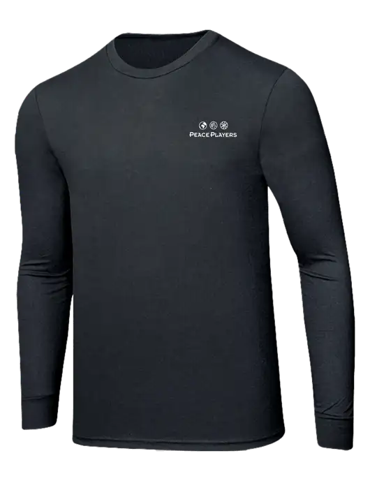 Simply Soft Long Sleeve Black Frost 4.5 oz, Poly/Combed Ring Spun Cotton T-Shirt w/Peace Players Logo
