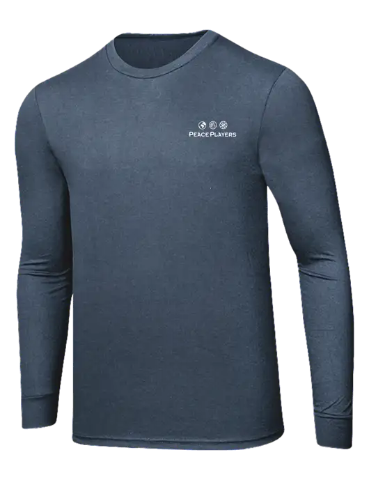 Simply Soft Long Sleeve Navy Frost 4.5 oz, Poly/Combed Ring Spun Cotton T-Shirt w/Peace Players Logo