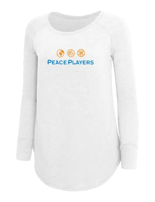 Womens Perfect Wide Collar Tunic Tri-Blend White 4.5 oz T-Shirt w/Peace Players Logo
