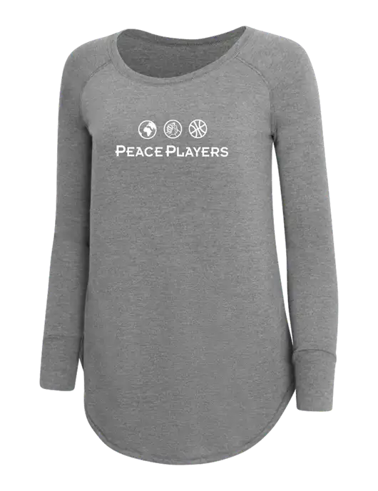 Womens Perfect Wide Collar Tunic Tri-Blend Grey Frost 4.5 oz T-Shirt w/Peace Players Logo