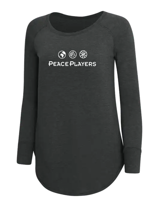 Womens Perfect Wide Collar Tunic Tri-Blend Black Frost 4.5 oz T-Shirt w/Peace Players Logo