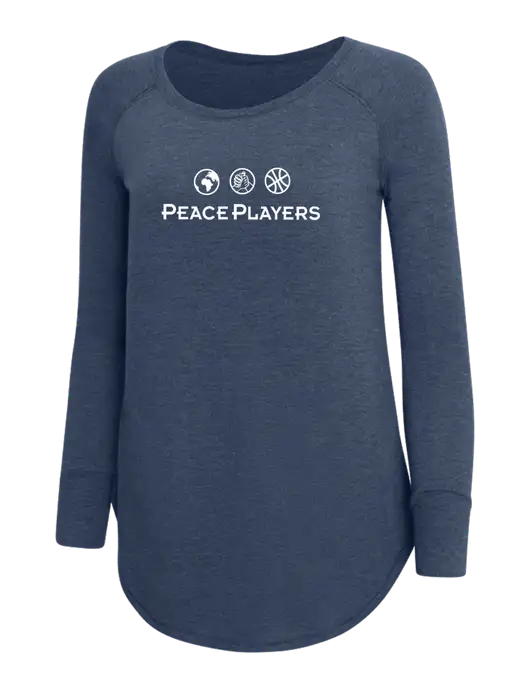 Womens Perfect Wide Collar Tunic Tri-Blend Navy Frost 4.5 oz T-Shirt w/Peace Players Logo