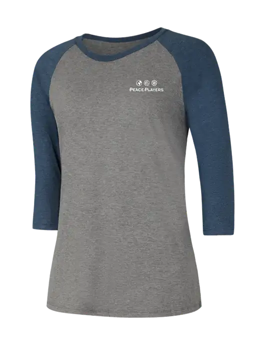 Womens Simply Soft 3/4 Sleeve Navy Frost/Grey Frost Ring Spun Cotton T-Shirt w/Peace Players Logo