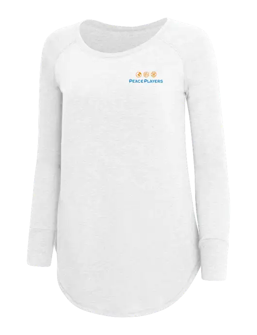 Womens Perfect Wide Collar Tunic Tri-Blend White 4.5 oz T-Shirt w/Peace Players Logo