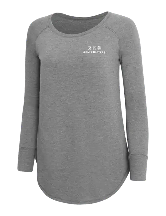 Womens Perfect Wide Collar Tunic Tri-Blend Grey Frost 4.5 oz T-Shirt w/Peace Players Logo