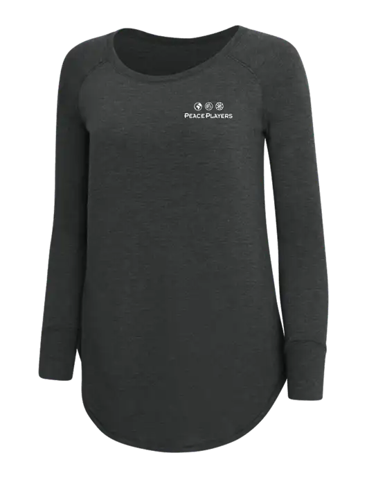 Womens Perfect Wide Collar Tunic Tri-Blend Black Frost 4.5 oz T-Shirt w/Peace Players Logo