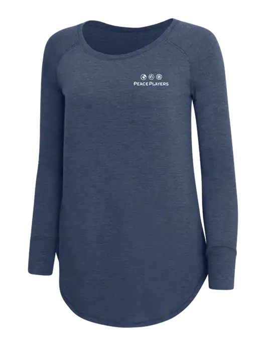 Womens Perfect Wide Collar Tunic Tri-Blend Navy Frost 4.5 oz T-Shirt w/Peace Players Logo
