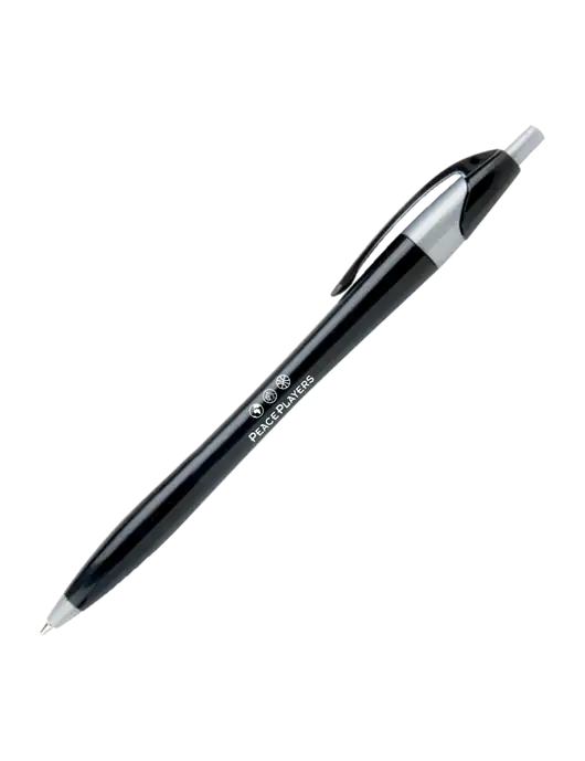 Novella Black/Silver Corporate Pen - Blue Ink w/Peace Players Logo