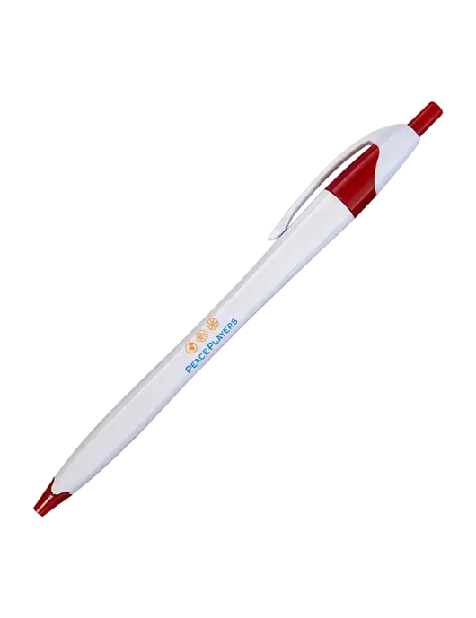 Novella White/Red Classic Pen - Blue Ink w/Peace Players Logo